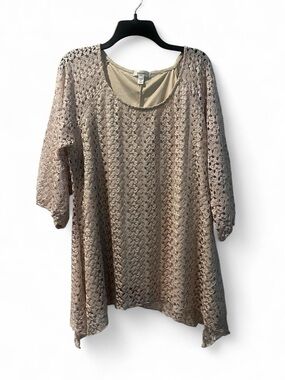 dressbarn Beige Lace Scoop blouse